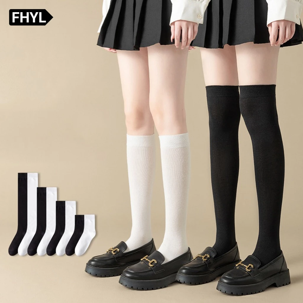 【Hà Nội】 FHYL Vớ Dài Đến Đầu Gối Màu Trơn Bằng cotton Mềm Mại Phong Cách Nhật Bản Cho Nữ