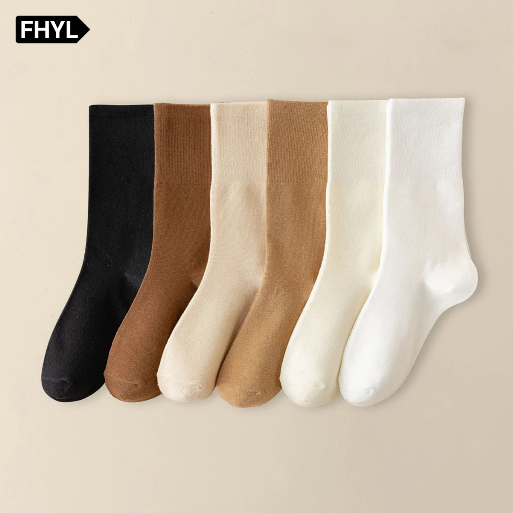 Tất chân cotton FHYL màu trơn dễ phối đồ phong cách Hàn Quốc thời trang mùa hè cho nữ