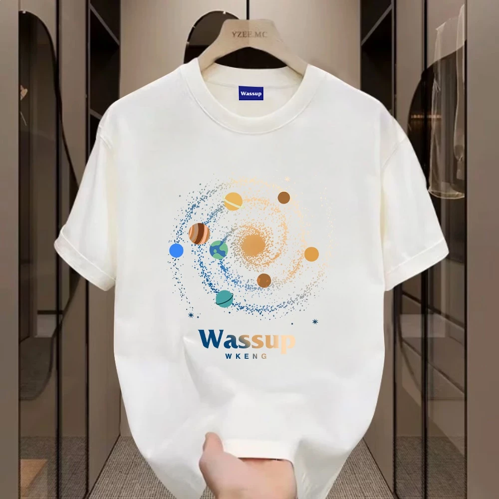 ✨Hàng có sẵn✨WASSUP planet-Áo thun nam mới! cotton, thời trang, Unisex
