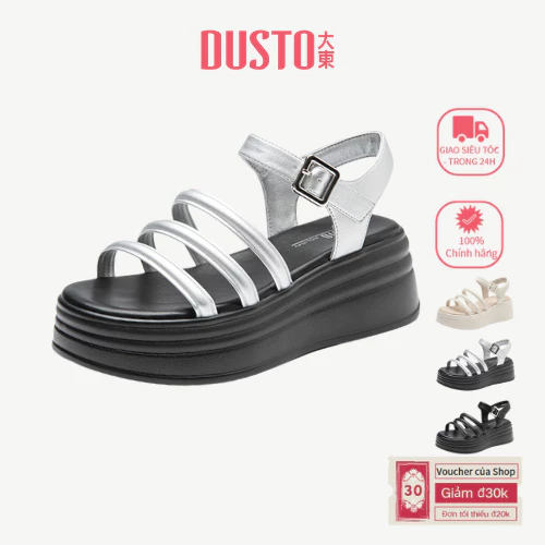 Giày Sandal Đế Dày DUSTO Nữ 6.5CM Ngắn Nhìn Cao Bạc Tăng Chiều Cao Giày Nữ DW25X0169A