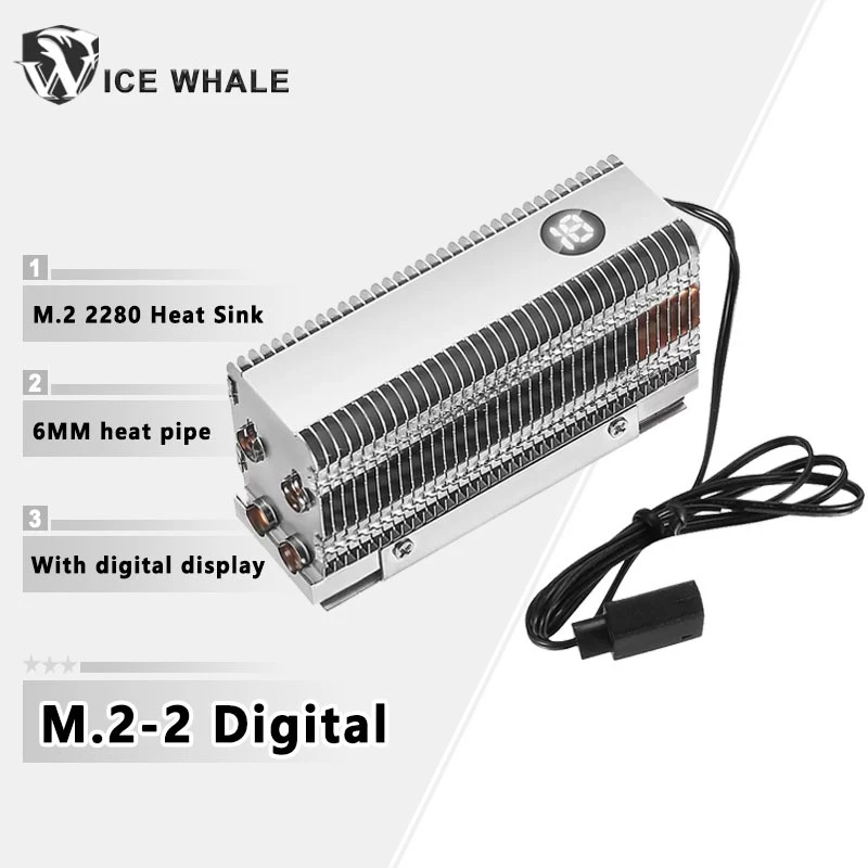 ICE Whale M.2-2 Kỹ Thuật Số Ống Nhiệt Kép Tản Nhiệt M.2 2280 NVME SSD Cooler Với Tấm Nhiệt Phụ Kiện Máy Tính