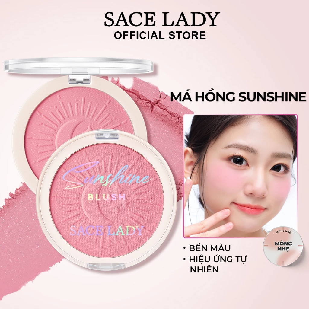 Phấn Má SACE LADY Hồng Màu Dơn Sắc Tông Nhìn Tự Nhiên Lâu Dài 6g