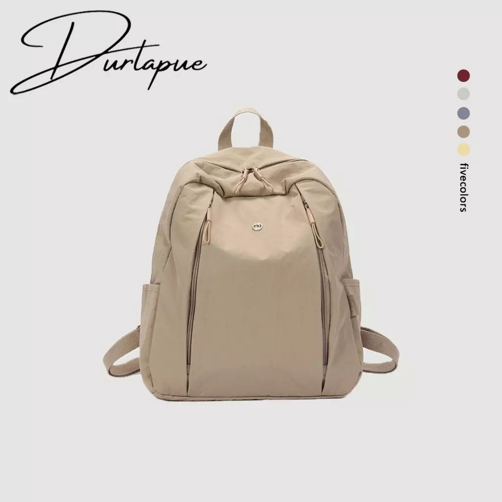 (Durlapue) Ba lô vải màu trơn thiết kế chống thấm nước Unisex thời trang