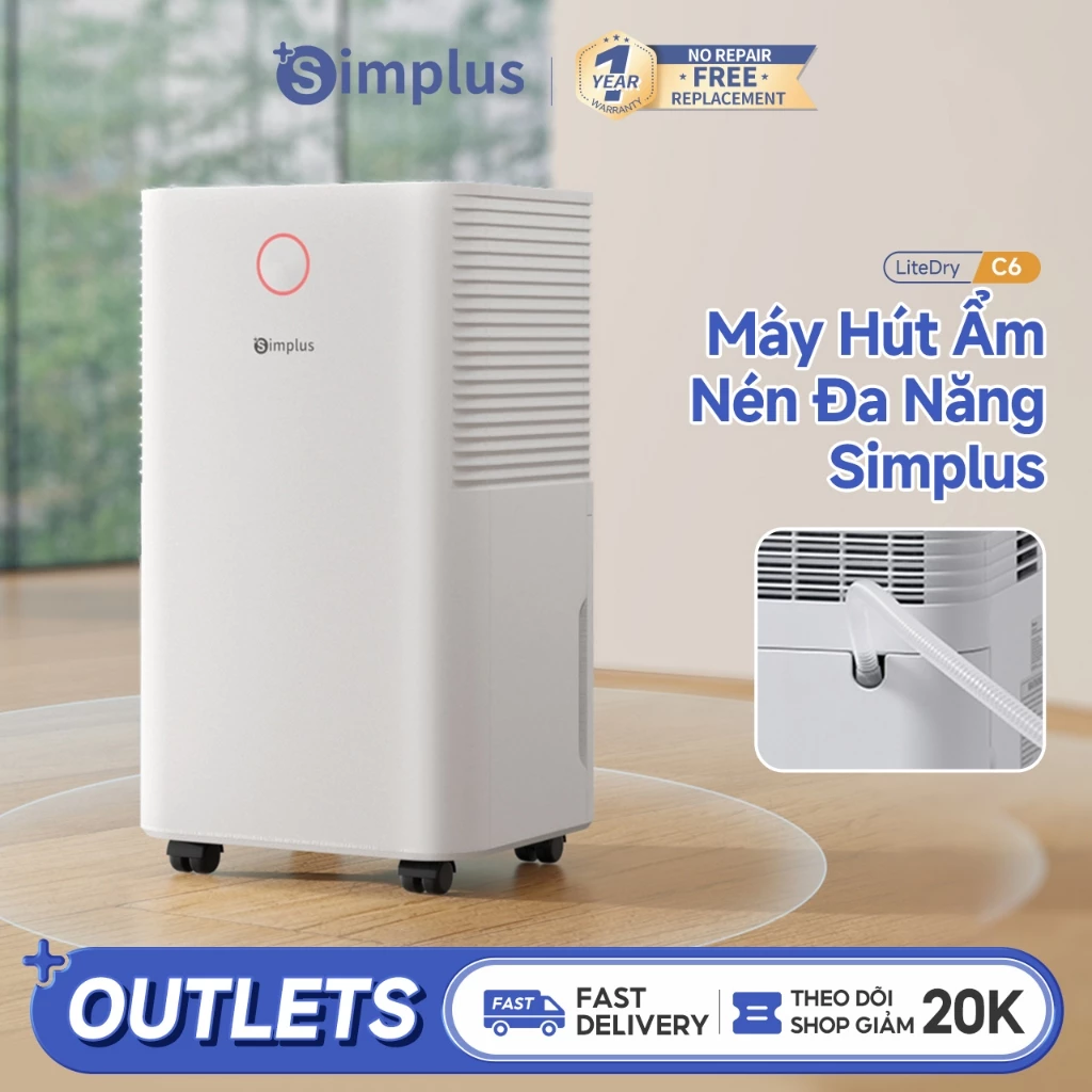 Simplus Máy Hút Ẩm Công Nghệ Nén Dành Cho Diện Tích 80-120㎡ Lượng Hút Ẩm 12L/D CUSH006 - Bảo Hành 12 Tháng