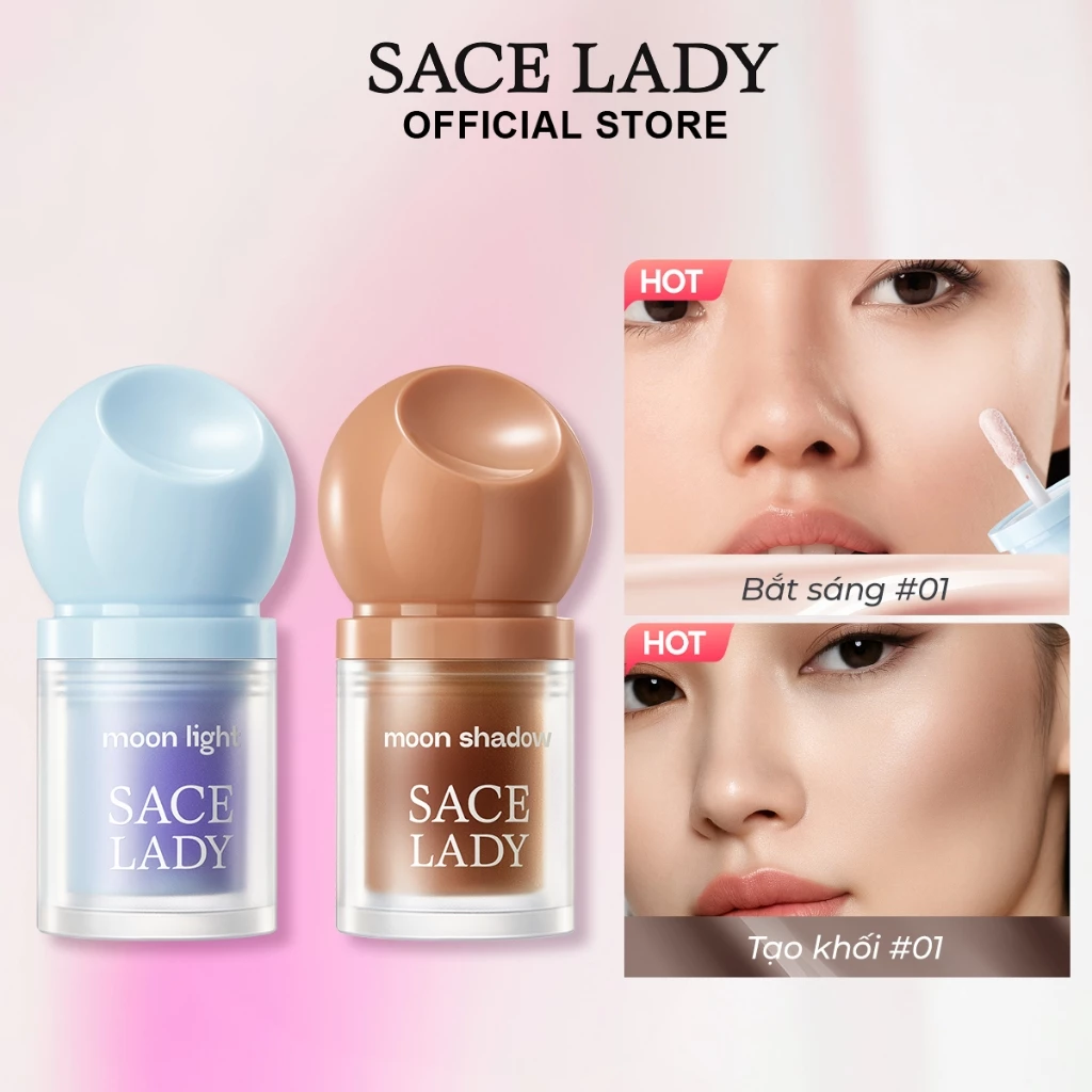 SACE LADY bắt sáng highlight + kem tạo khối lâu trôi có sắc tố cao chống thấm 7g