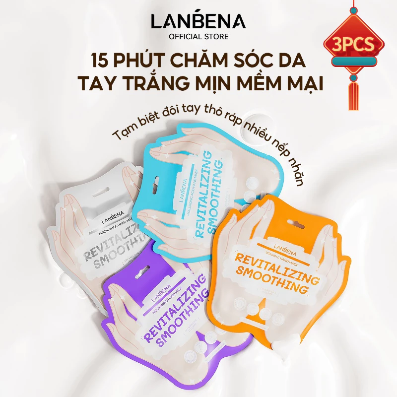 LANBENAMặt Nạ Dưỡng Da Tay  (3PCS) - Làm Trắng Dưỡng ẩm Chống Nếp Nhăn,Tẩy tế bào chết, dưỡng ẩm, làm trắng, trẻ hóa da Skincare