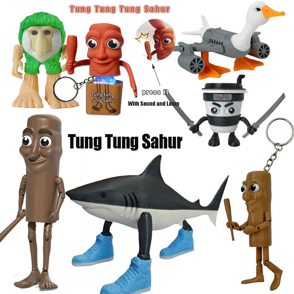 [Có Âm Thanh] Tung Tung Tung Sahur Móc Khóa Tralaero Tralala Ý Đồ Chơi Brainrot Móc Khóa Mặt Dây Chuyền Búp Bê