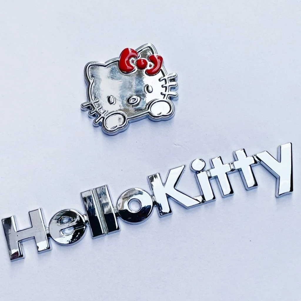 Hellokitty iếng Dán Phản Quang 3d Bằng Kim Loại Trang Trí Xe Hơi Xe Máy Nhãn dán xe KT dễ thương Nhãn dán chữ mèo