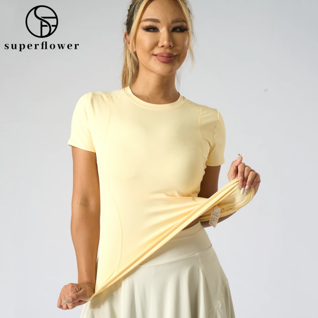 Superflower Nữ Thể Thao Nhanh Khô Tay Ngắn Tập Luyện Áo Thun Thể Dục Chạy Bộ Co Giãn Yoga