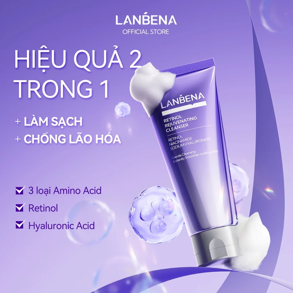 LANBENASữa Rửa Mặt  Retinol - Giúp Làm Sạch Sâu, Giảm Nếp Nhăn Da, Dưỡng ẩm, Làm Dịu, Dưỡng Trắng Da, Hạn Chế Lão Hóa Da Skincare