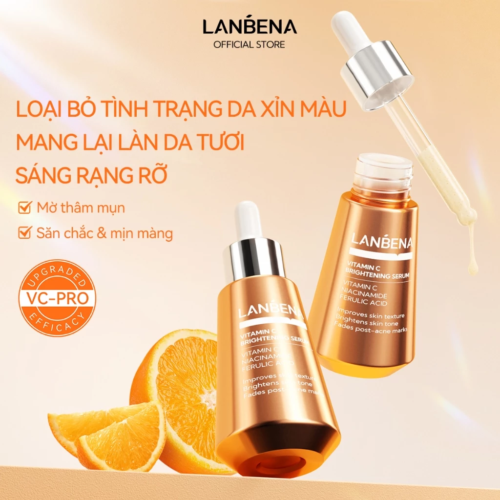 LANBENASerum  Vitamin C Niacinamide (30ml) - Dưỡng Sáng Mờ Thâm Sạm Trẻ Hóa Da Dưỡng Ẩm, Đều Màu Da, Da Căng Mọng Mịn Màng Skincare