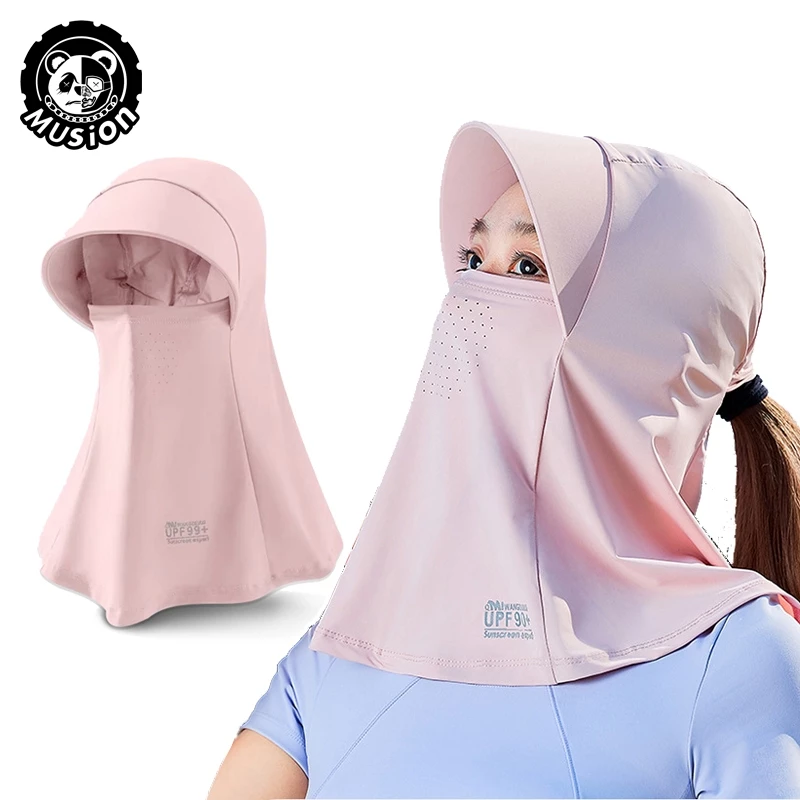 Musion Ice Silk Sunscreen Cap Uv Protection Face Mask Design For Full Face Mask Chống nắng Mặt nạ thoáng khí Mặt nạ có thể giặt được Mũ