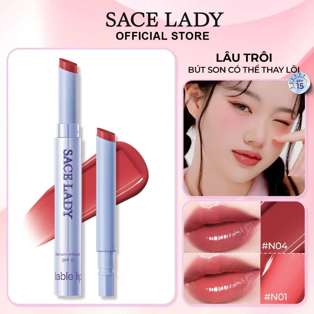 SACE LADY Son Bóng Combo son + lõi son thay thế
