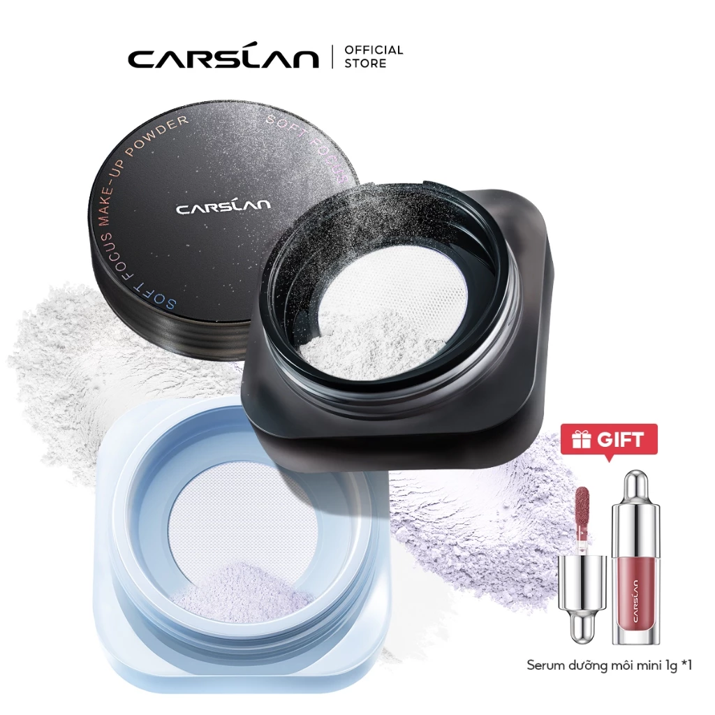 Phấn phủ Black Magnet CARSLAN kiềm dầu màu đen chống nước chống mồ hôi che phủ bóng dầu cho mặt 8g