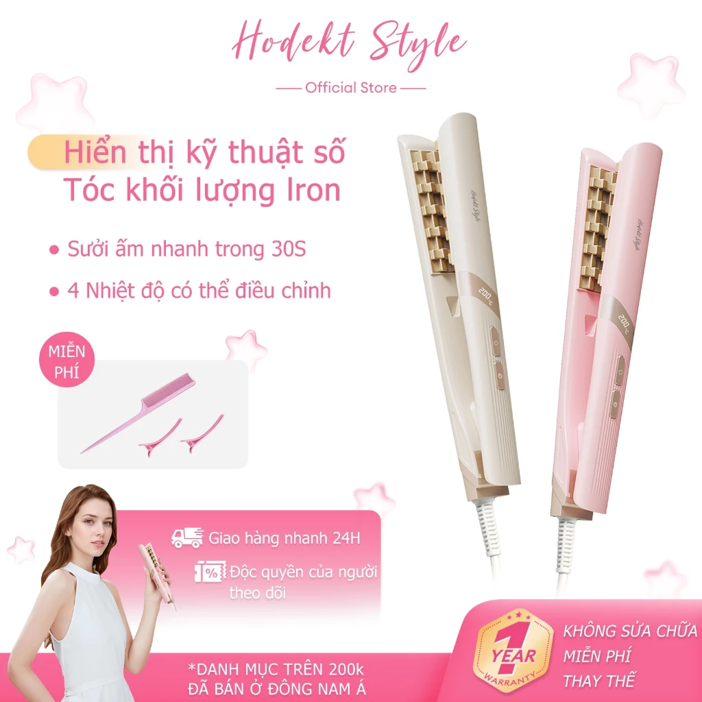 Máy Dập Xù HODEKT Bấm Phồng Chân Tóc Nẹp Tóc Ngô Kỹ Thuật Số Màn Hình LCD Chuyên Dụng Salon Cao Cấp
