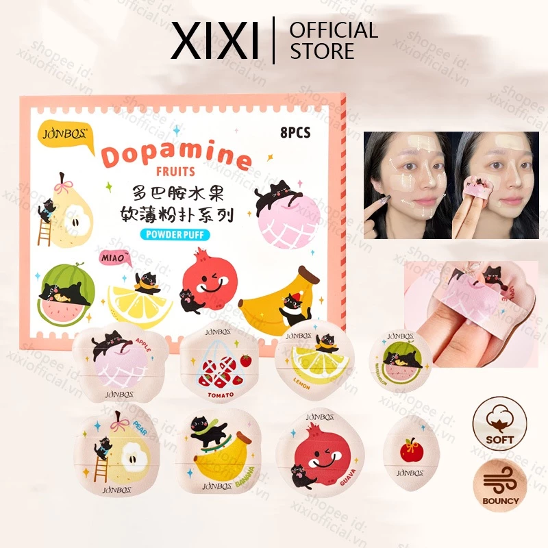 XIXI 8 Chiếc Bột Puff Set Màu Hồng Mềm Sử Dụng Kép Kem Nền Ướt & Khô, Bọt Biển Trang Điểm & Thiết Kế Hợp Thời Trang NO.J135