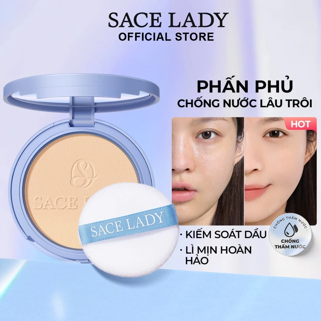 Phấn Phủ SACE LADY Kiềm Dầu Dộ Che Phủ Cao Lâu Trôi Kháng Nước với 3 màu tùy chọn 10g