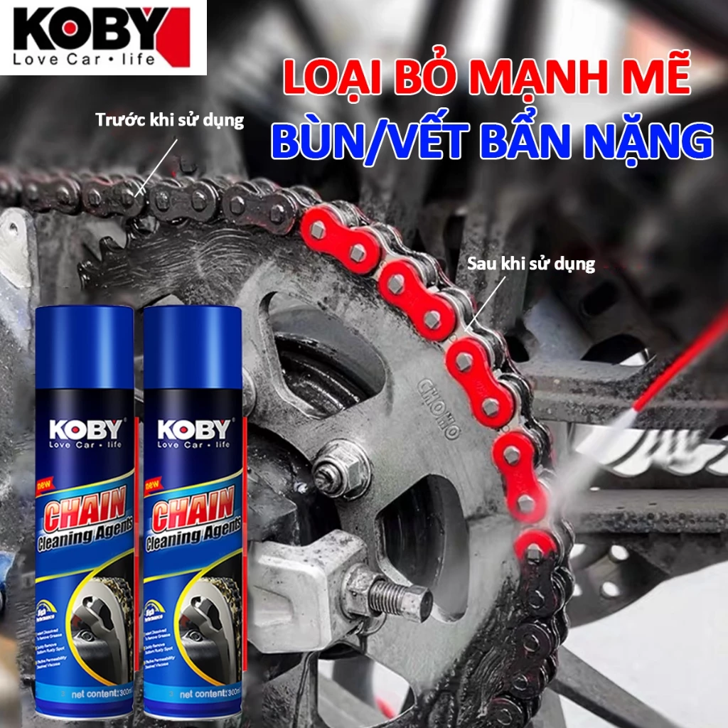 【Bảo trì cấp độ đua】KOBY Bộ làm sạch dầu xích xe máy và xe đạp/Bộ bảo trì chống gỉ xích để ngăn chặn tiếng ồn bất thường/Vệ sinh nhanh chóng, tẩy rỉ sét mạnh mẽ