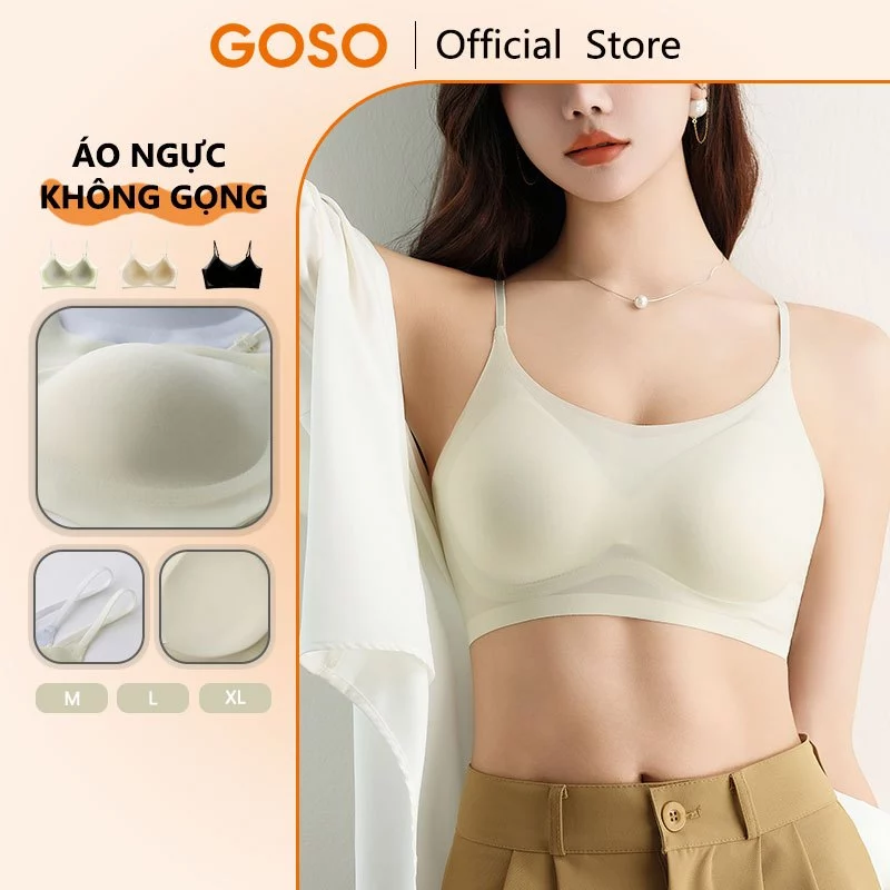 GOSO Áo Ngực Không Gọng Một Thể Thành Đệm Mỏng Không Có Móc Cài dây vai mỏng Áo Lót Nữ M/L/XL