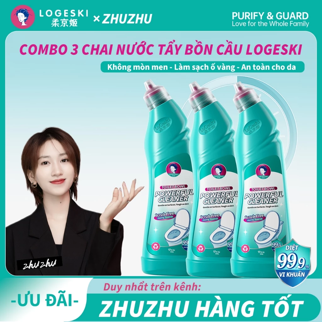 Nước tẩy bồn cầu Logeski, Sạch không cần chà, công thức kiềm, khử trùng và khử mùi