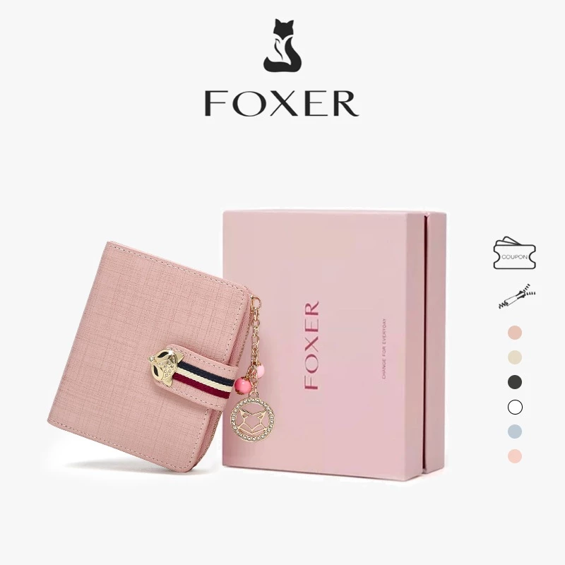FOXER Ví nữ Ví ngắn Ví da Ví gấp Đựng thẻ tín dụng Ví đựng tiền xu