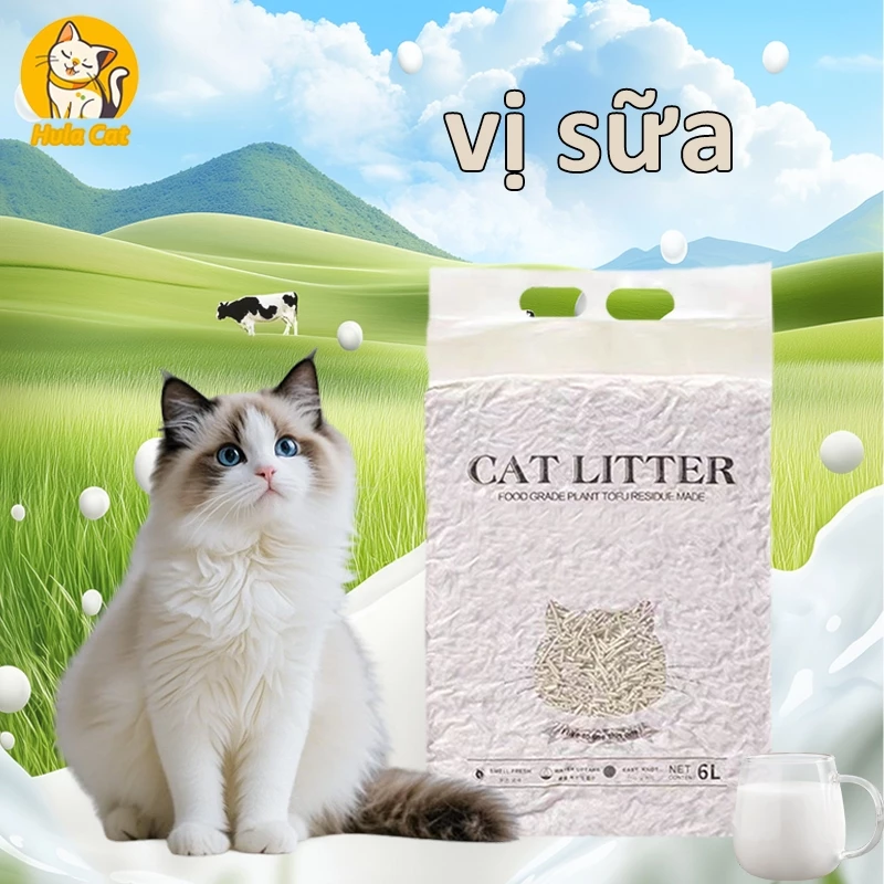 Cát đậu nành , nuốt nhầm cũng không sao, cát mèo vệ sinh an toàn khử mùi dành cho mèo 6L.