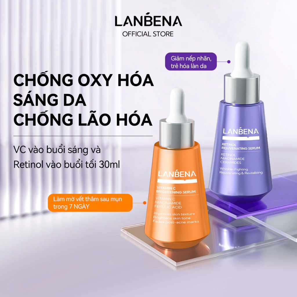 LANBENA  SET   Serum RETINOL/Vitamin C  (30ML) - Dưỡng Sáng Trắng Sáng Chống Lão Hóa Làm Săn Chắc Da Mặt  Skincare