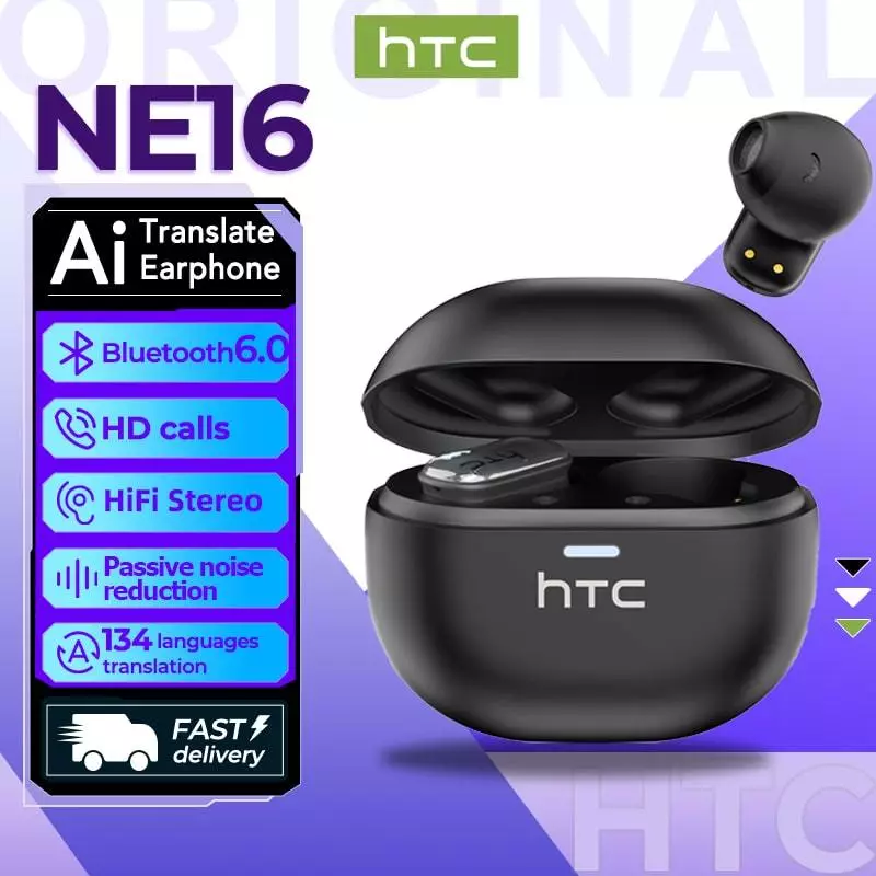 HTC NE16 Tai Nghe Phiên Dịch AI Dịch thuật Tai nghe không dây Bluetooth 6.0 Tai nghe chống ồn Tai nghe nhét tai Tai nghe không dây Âm nhạc HiFi Cuộc gọi HD Có micro