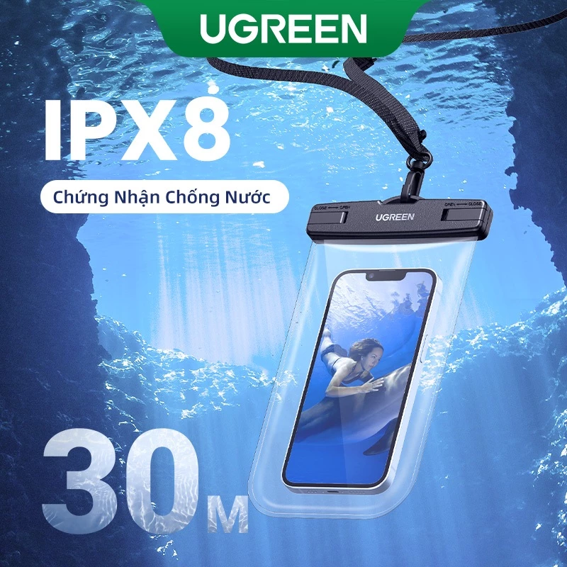 Túi đựng điện thoại chống nước UGREEN 7.2 inch IPX8 cho iPhone 14 13 12 Pro Max Vỏ bảo vệ Túi bơi đa năng