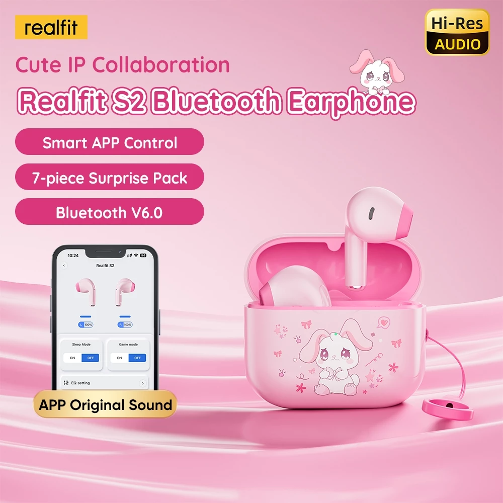 [Qùa tặng] Tai nghe Bluetooth Mini Realfit S2 Hoạt hình dễ thương Dopamine đầy màu sắc BT6.0 có điều khiển bằng ứng dụng