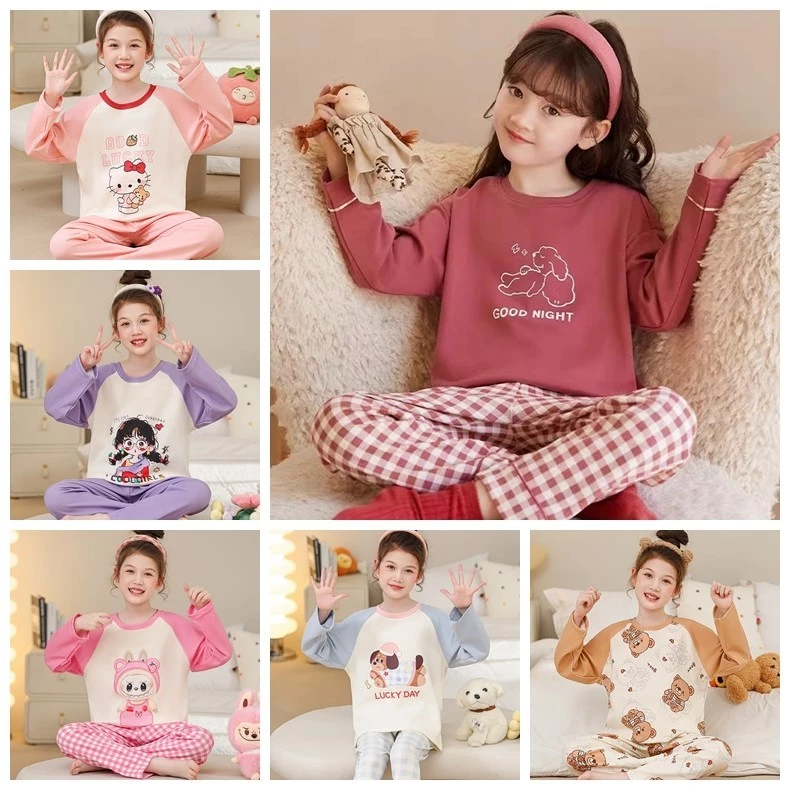 Bộ Đồ Ngủ Trẻ Em Bé Gái Bộ Đồ Ngủ Cổ Tròn Cho Trẻ Em Bé Gái Bé Trai Đồ Ngủ baju kanak kanak perempuan
