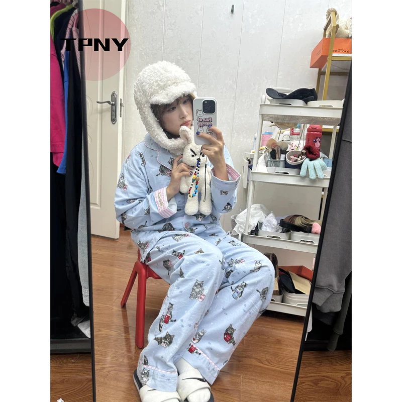 [TPNY] Bộ đồ hai mảnh in họa tiết mùa xuân mùa hè thân thiện với da màu xanh