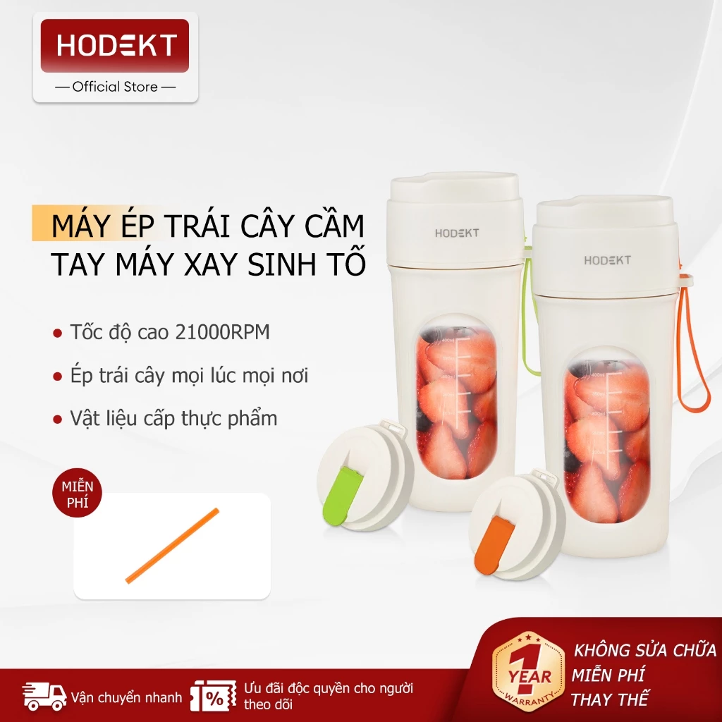 Máy Xay HODEKT Cầm Tay 400ML Xay Trái Cây Ép Nước Sinh Tố Xay Rau Củ Máy Sạc Pin Tiện Dụng