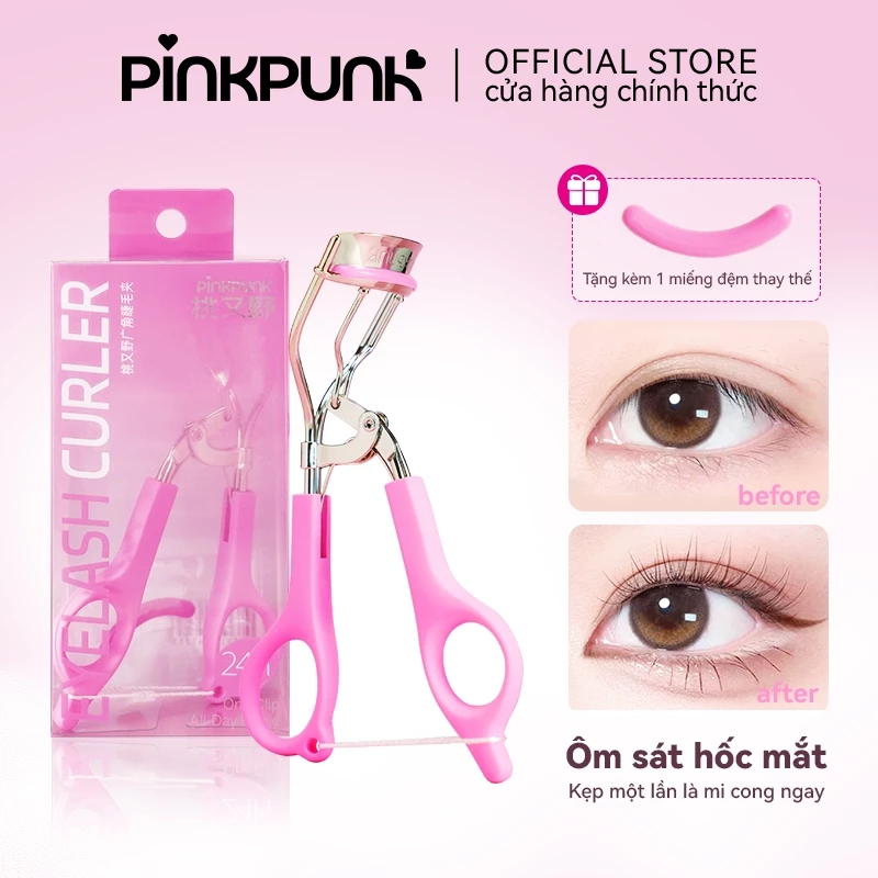 Kẹp bấm mi PinkPunk góc rộng uốn cong mi tự nhiên kẹp cong mi Kèm Đệm Thay Thế