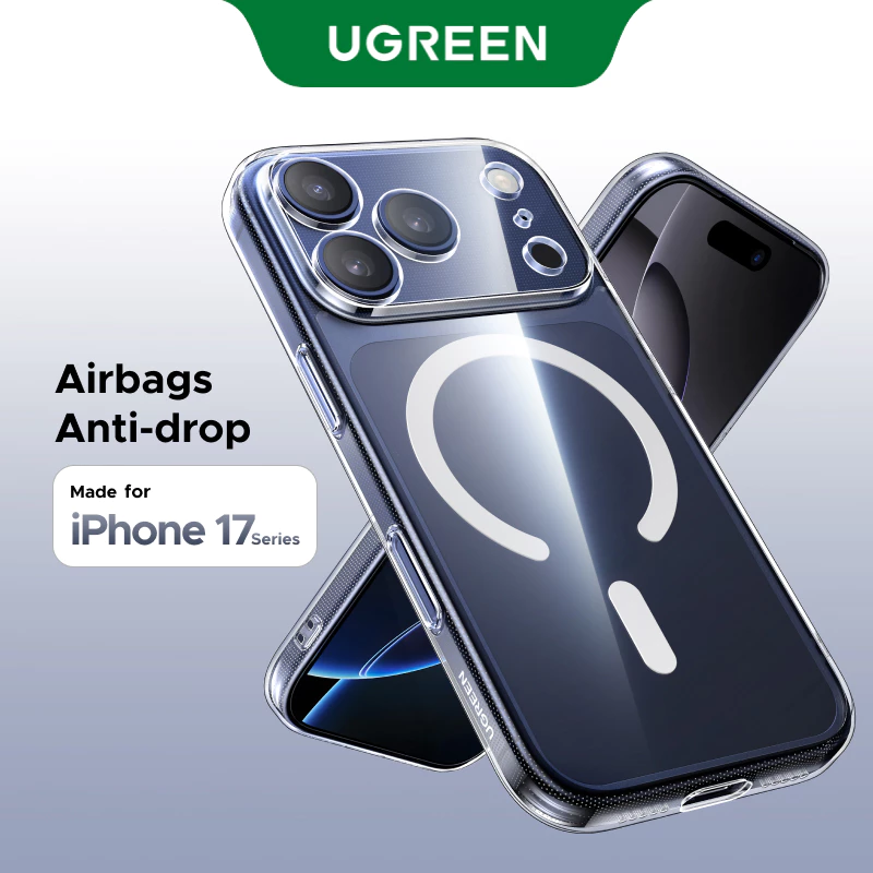 Ốp điện thoại từ tính trong suốt UGREEN có nắp đậy nút (dành cho iPhone 17 Pro Max/16 Pro Max)