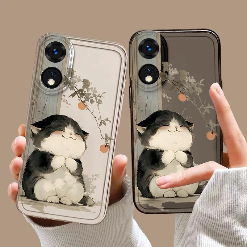 Ốp Lưng OPPO Mèo Béo Dễ Thương Trong Suốt Thích Hợp Cho OPPO A18 A38 A78 A58 A17 A17k A16 A5s A12 A3S A54 A77s A57 A52 A53 A54s A76 A15 Ốp Silicon Trong Suốt Thời Trang-SY