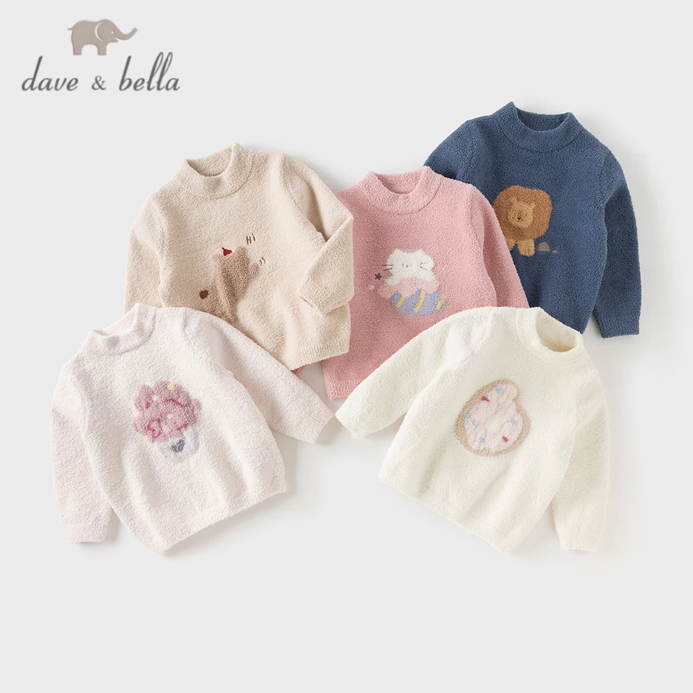 Dave Bella 18M-7Y áo len mùa thu đông cổ tròn bé gái bé trai Thoải mái khi mặc DBM19273