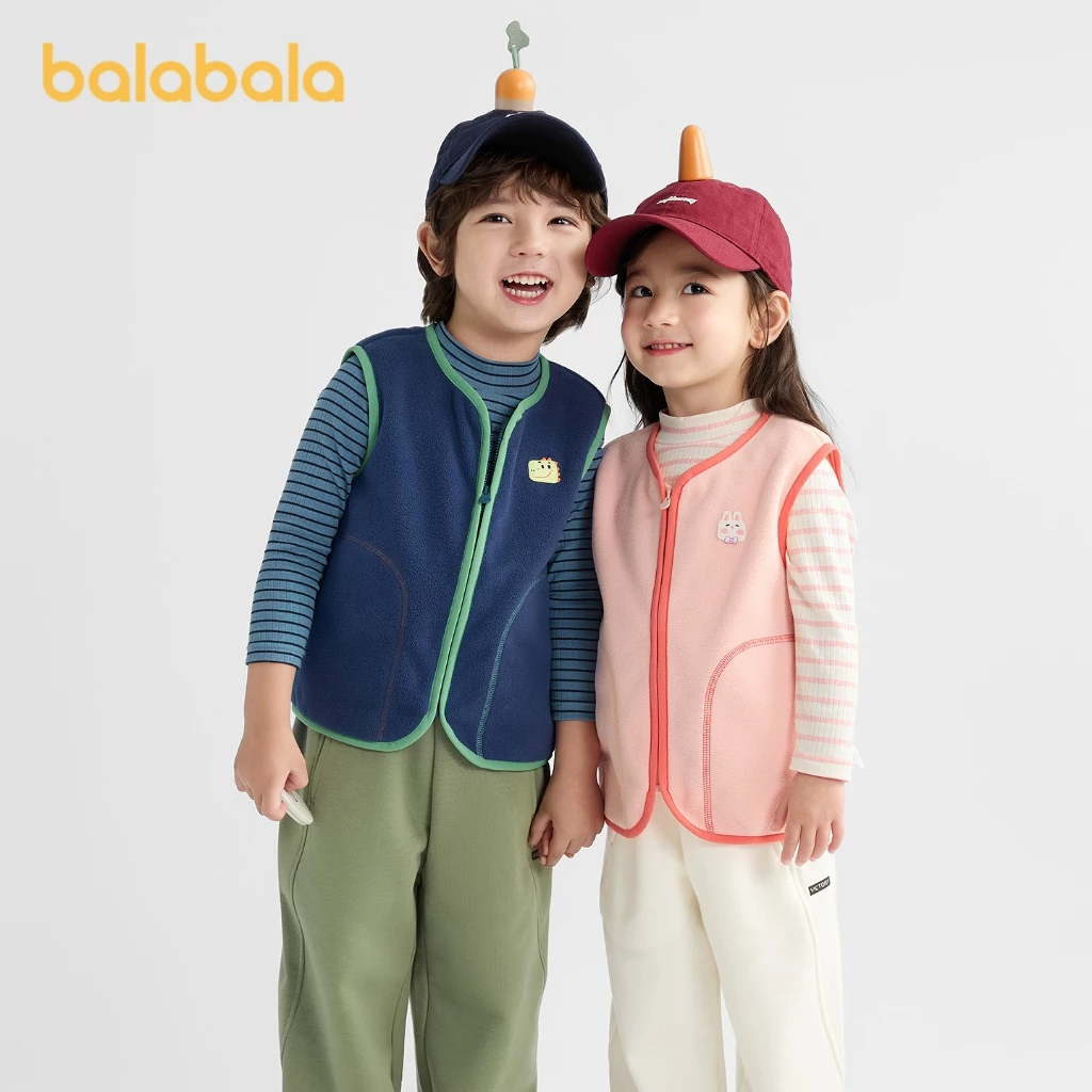 Balabala Trẻ Em Vest 2025 Thu Đông Lông Cừu Ấm Áp Mặc Bé Trai Bé Gái Thời Trang Mềm Mại Thoáng Khí Thoải Mái Mặc Hàng Ngày Phong Cách Đi Học Ngoài Trời Chơi Ngọt Ngào Đáng Yêu