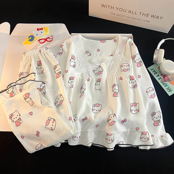 Bộ Đồ Ngủ Trẻ Em Bé Gái Dài Tay Cô Gái Lớn Cotton Đồ Ngủ Quần Áo Bé Gái