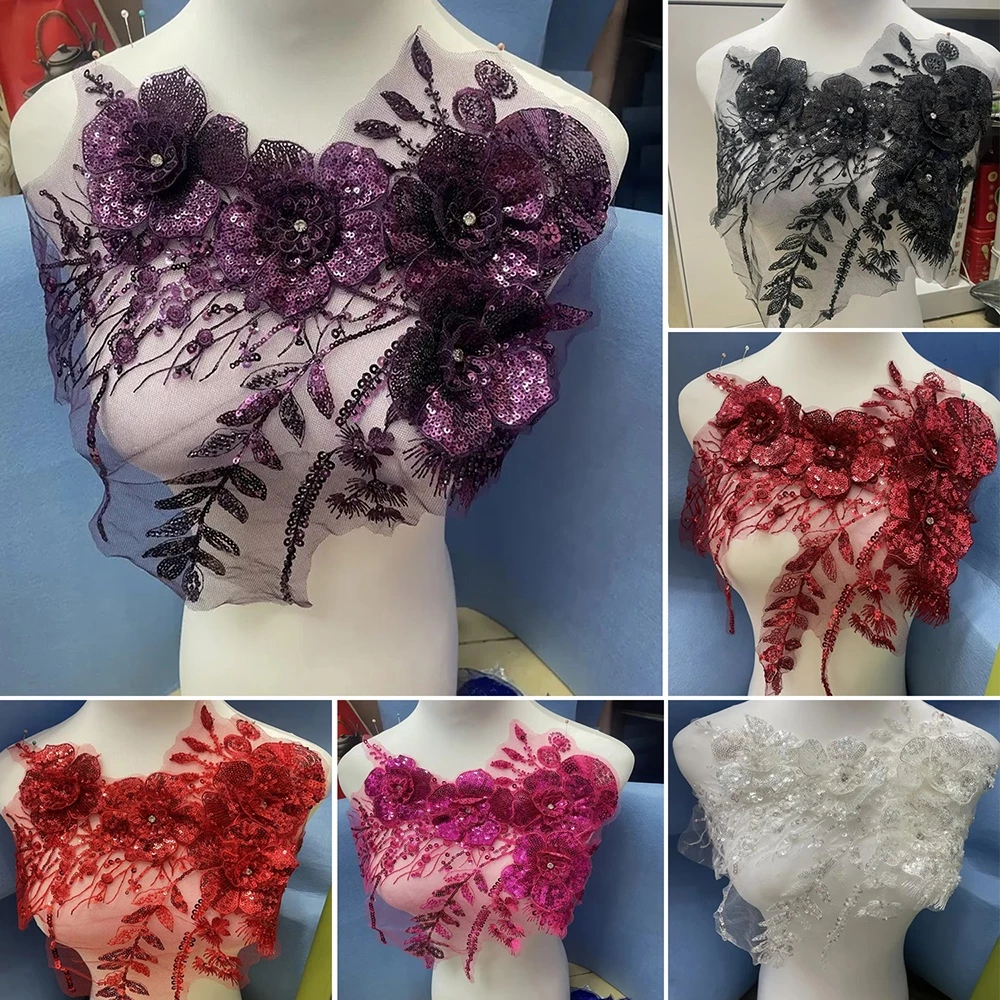 Phụ kiện thời trang: Miếng dán thêu ren 3D hoa
