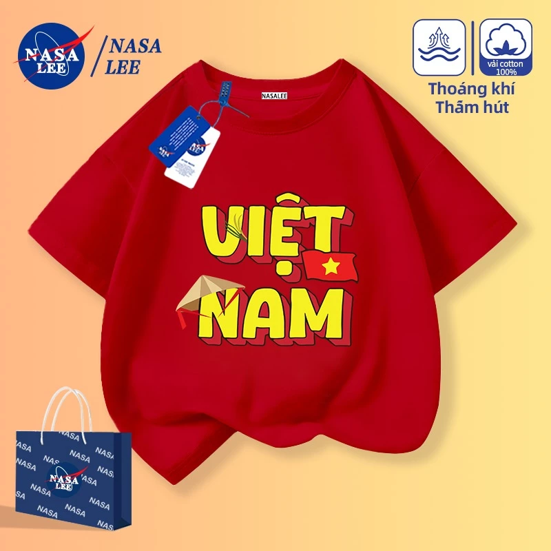 [Giao hàng trong ngày] Áo thun Cotton nguyên chất lỏng của NASA cho bé trai bé gái Quần áo trẻ em thoáng khí Quần áo Việt Nam đẹp thoáng khí