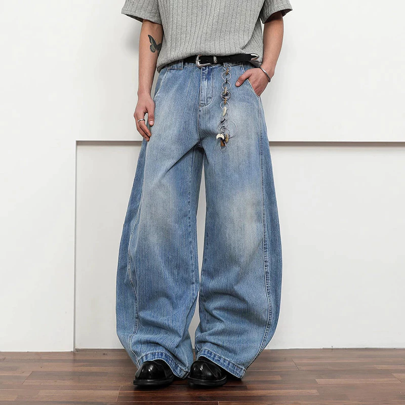 Quần Jean Baggy Nam Retro Cao Cấp - Thời Trang Ống Rộng American Style Retro Washed Quần Baggy Ống Rộng Cho Nam
