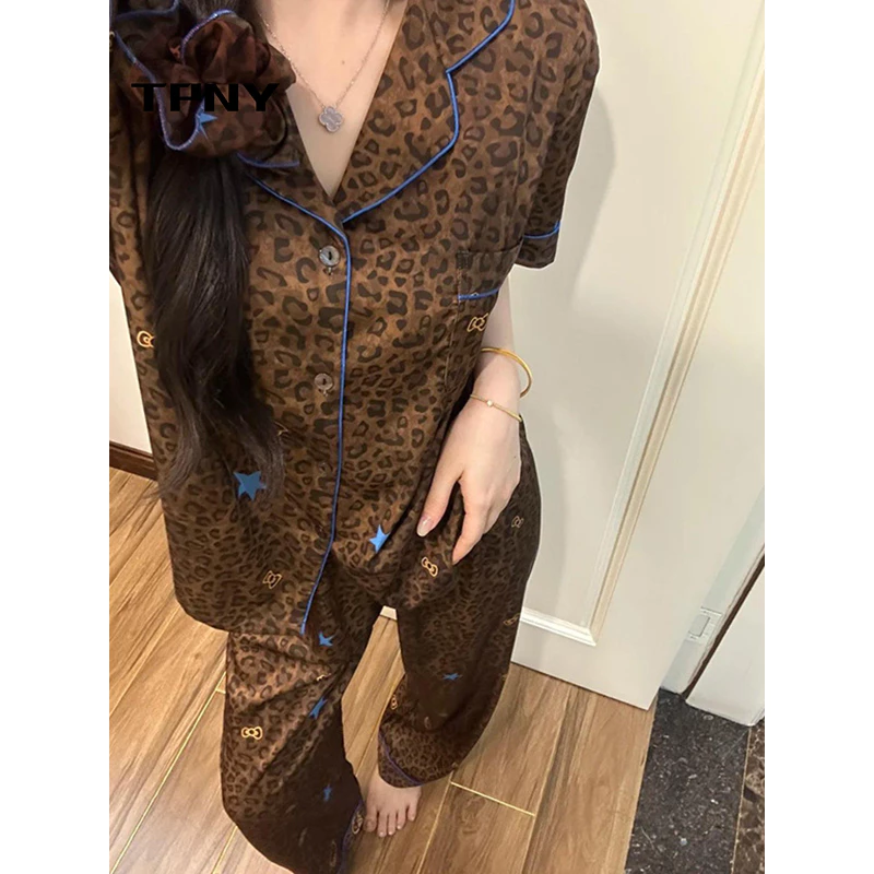 [TPNY] Bộ đồ ngủ nữ retro leopard print, phù hợp mùa hè