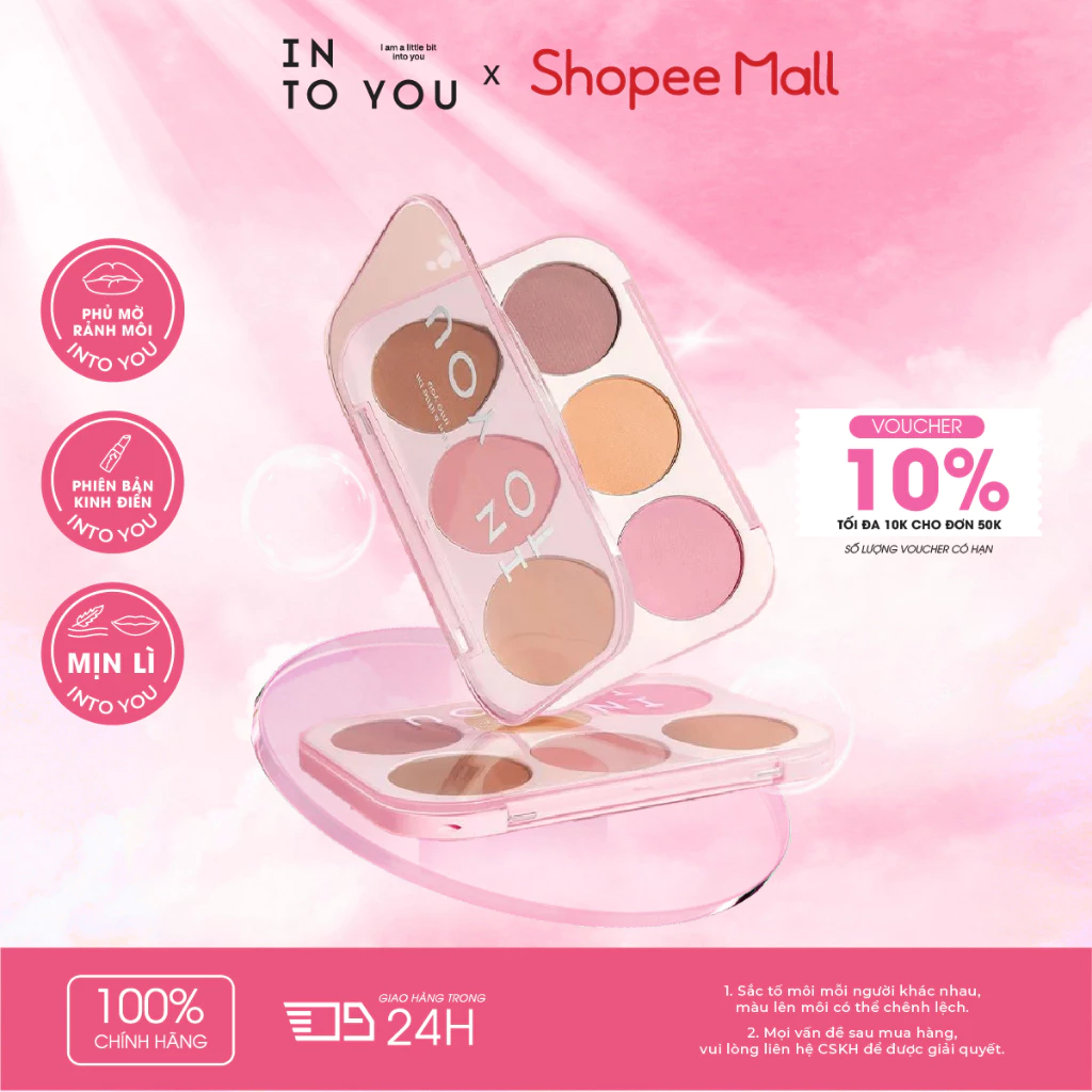[KOL] Bảng Má Hồng 6 Màu INTO YOU Lì Mờ Tông Màu Cổ Điển Phù Hợp Trang Điểm Chuyên Nghiệp 15g 6-color