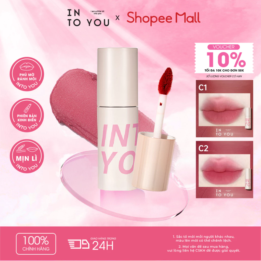 [LIVE] Son Không Khí INTO YOU Trang Điểm Mịn Lì Tự Nhiên Tôn Da Giữ Màu Lâu Không Khô Môi C1 1.8g