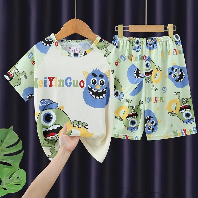 Bộ đồ ngủ trẻ em bé trai hoạt hình thời trang Bộ đồ ngủ ngắn tay mùa hè cho bé trai