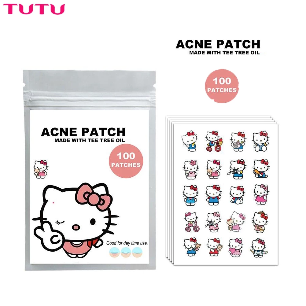 Dán Mụn Hoạt Hình Sanrio Hello Kitty Hình Mụn Miếng Dán Vô Hình Mụn Loại Bỏ Miếng Dán Chăm Sóc Da 20 chiếc / 24 chiếc / 96 / 100 chiếc