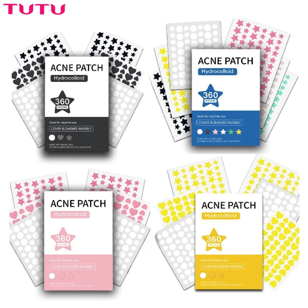 180 Chiếc / 360 Cái Hydrocolloid Nhiều Màu Sắc Mụn Miếng Dán Nhẹ Không Kích Ứng Mụn Miếng Dán