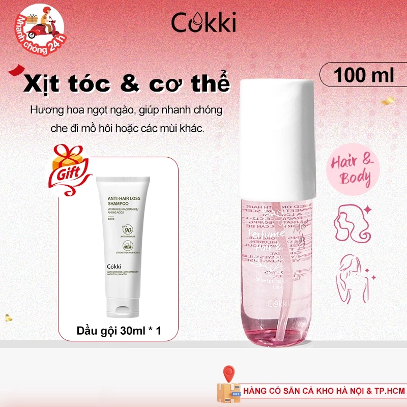 Nước Hoa Cao Cấp Cokki 100ml - Dầu Thơm Lưu Hương 24H - Xịt Dưỡng Tóc & Da 3 Trong 1 - Hương Trái Cây Tự Nhiên Dịu Nhẹ & Thanh Mát - Dành Cho Nữ