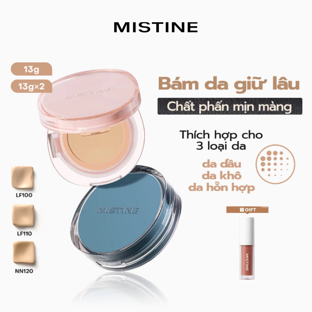 cushion Mistine Kem nền Cầu vồng Xiêm La Phấn mịn mềm mại 13g*2/13g